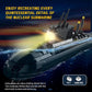 Amoyasite Nuclear Submarine Building Set, 1498 Pcs WWII Military Military Battleship Model with LED Lights, Display Stand, Home Office Decor