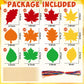 Sealmic 60 Packs Fall Scratch Art Harvest Rainbow Scratch Paper Art Set Thanksgiving Arts and Crafts Colorful Fall Leaves with Colored Ribbons Wooden