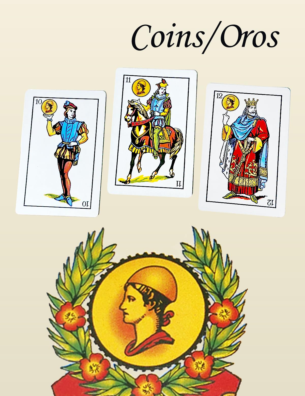 LEQBO 2 Pack Spanish Playing Cards, Baraja Española - 48 Card Deck Mexicana Naipes (1-12 in 4 Suits + 2 Jokers), Traditional Latin American Design