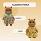 OLEOCA Family Brown Squirrel Figures - Set of 2 Collectible Flocked Mini Dolls with Removable Clothes, Dollhouse Pretend Play Set for Kids Ages 3+