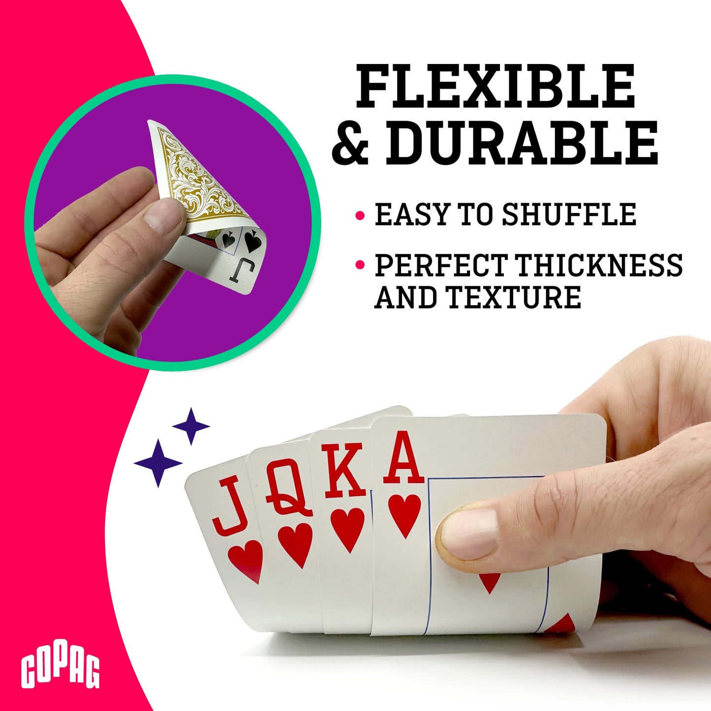 Copag 1546 Design 100% Plastic Playing Cards, Poker Size (Standard) Jumbo Index Orange/Brown Double Deck Set