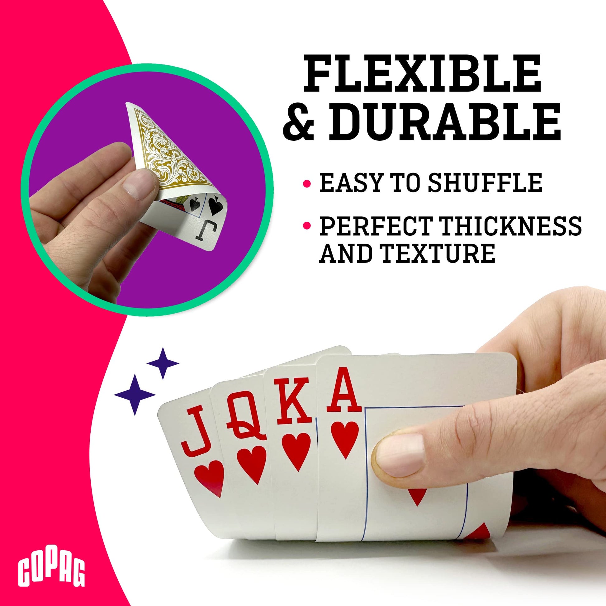Copag 4-Color Legacy Design 100% Plastic Playing Cards, Bridge Size (Narrow) Jumbo Index Red/Blue Double Deck Set…