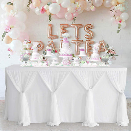 Besutolife White Tulle Table Skirt 6ft Wrinkle-Free Tutu Tablecloth for Gender Reveal, Wedding, Birthday, Reception, Banquet, Photo Booth, Party Table