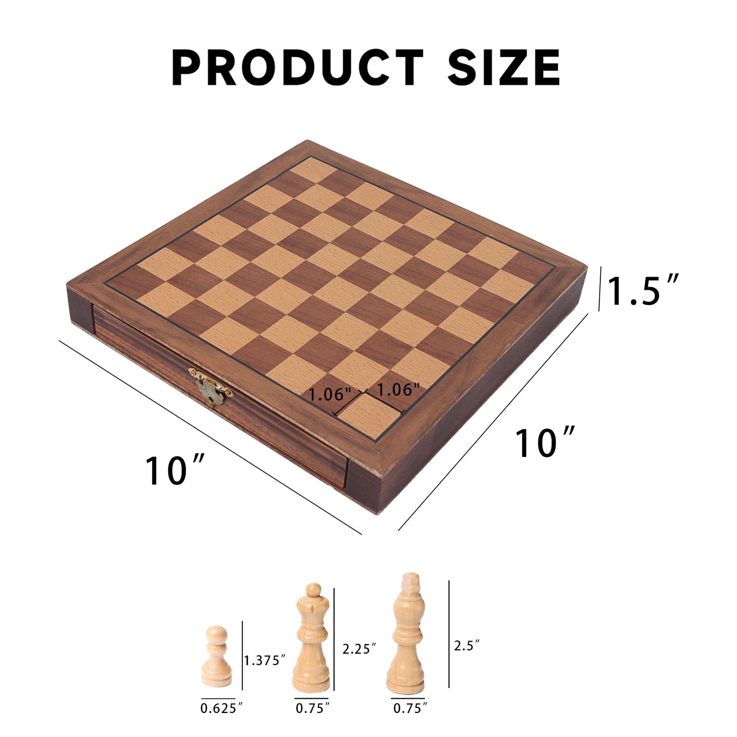 GSE Games & Sports Expert 10" Magnetic Chess Set, Wooden Chess Board Game Set with Drawers, Classic Portable Travel Board Game for Kids & Adults