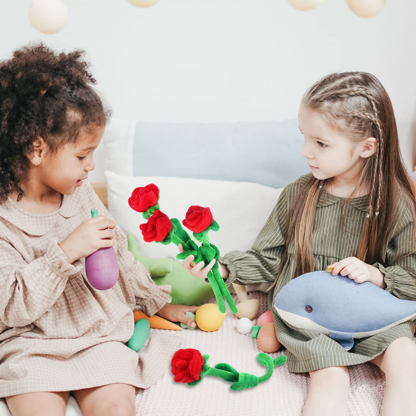 10 Pcs Plush Rose Flower Stuffed Flower Bendable Stems Plush Bouquet Toy Soft Rose Flower 12.6 Inch for Christmas Classroom 2026 Mother's Day