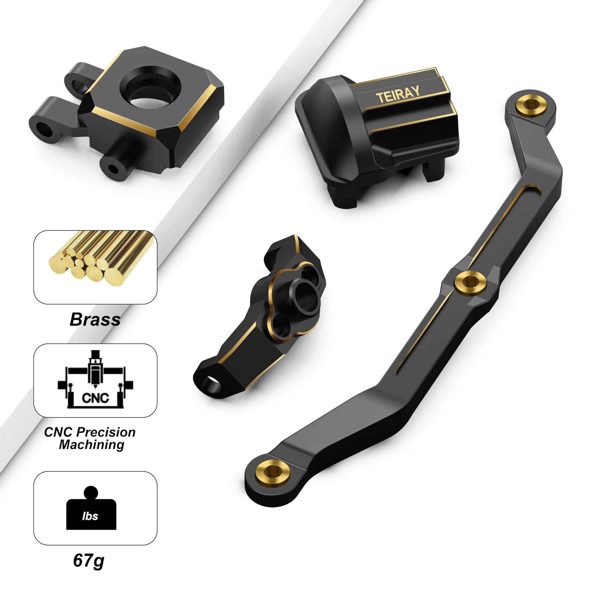 TEIRAY Trx4m Upgrades Brass Knuckle Steering Blocks and Caster Blocks C-Hubs, Steering Links,Front Rear Axle Diff Covers for Traxxas TRX4M 1/18