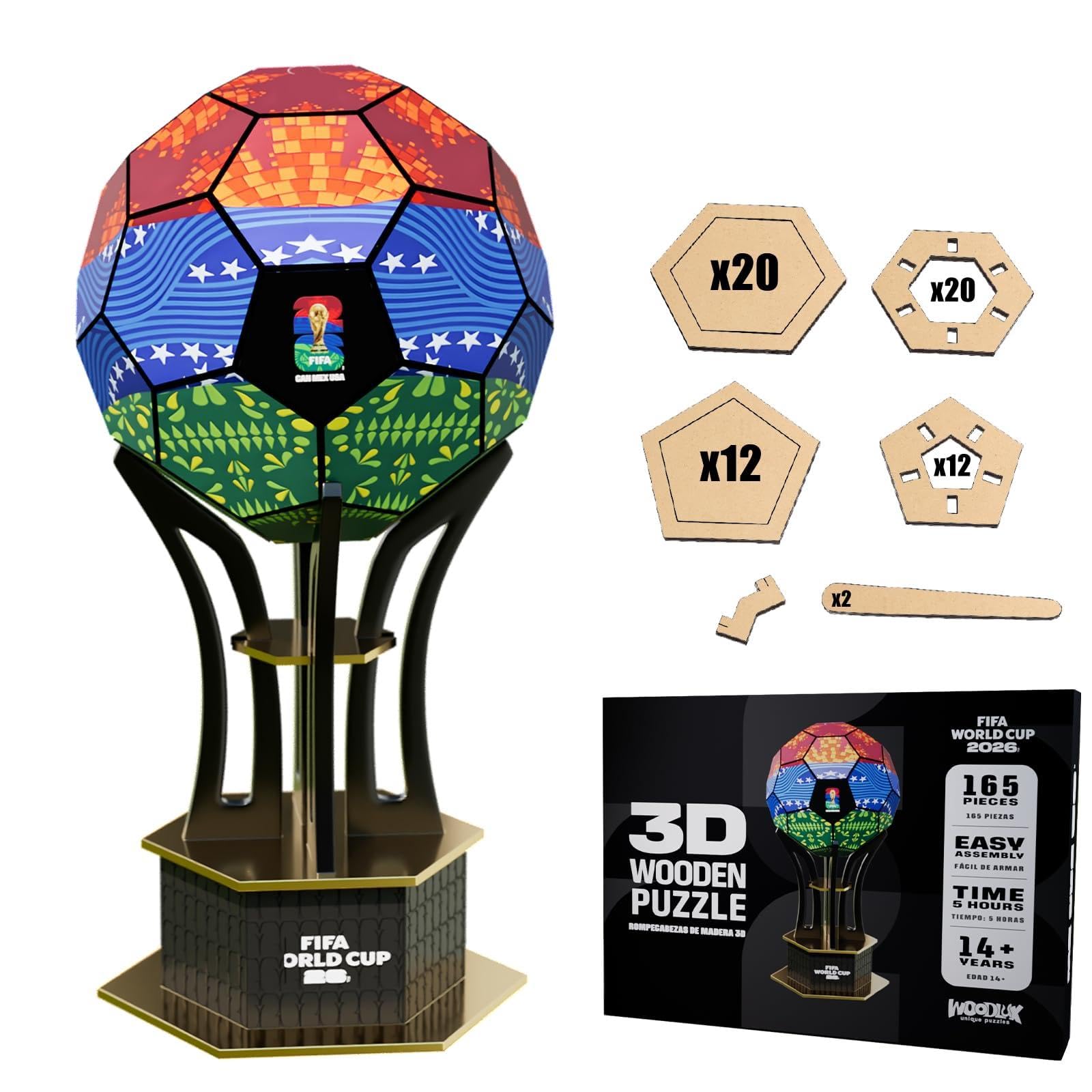 Official FIFA World Cup 2026 Trophy Building Set - 3D Wooden Trophy Puzzle, 165-Piece DIY Building Model Craft Kit, Collectible Sports Decor & Gift