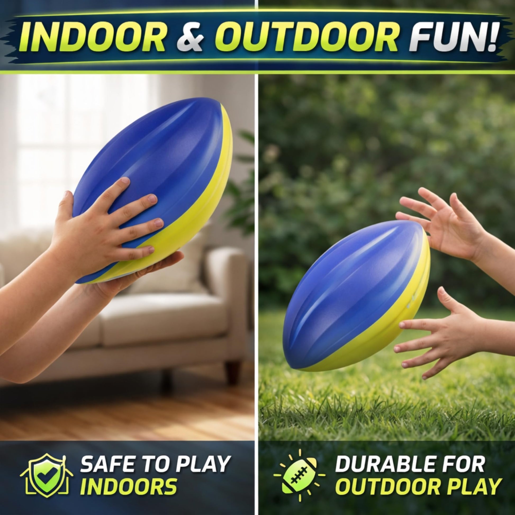3-Pack Soft Foam Footballs for Kids, 8.5" Spiral Youth Training Balls