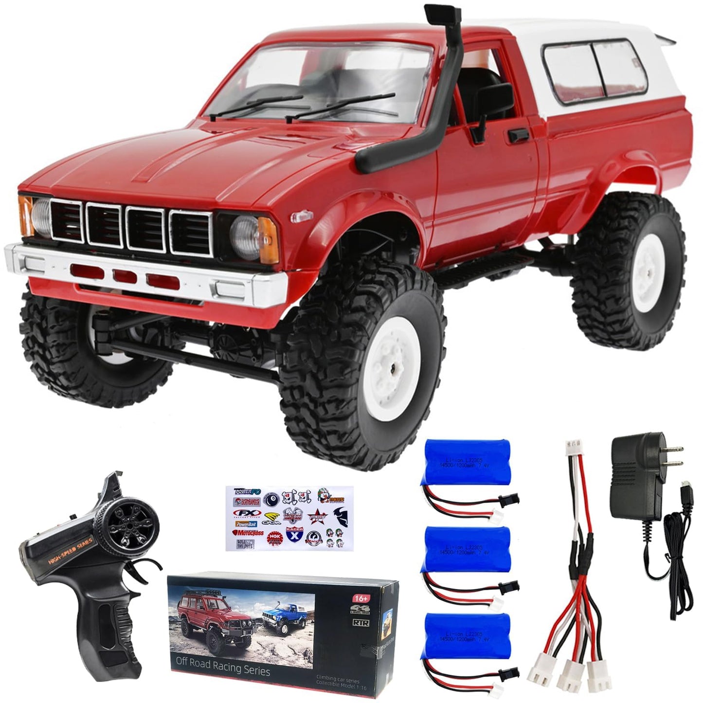 LEOSO WPL C24 1/16 Scale 4x4 RC Rock Crawler,RC Crawlers RC Truck - RTR Off-Road Truck with 2.4GHz Remote Controller, All-Terrain car for 14 Years