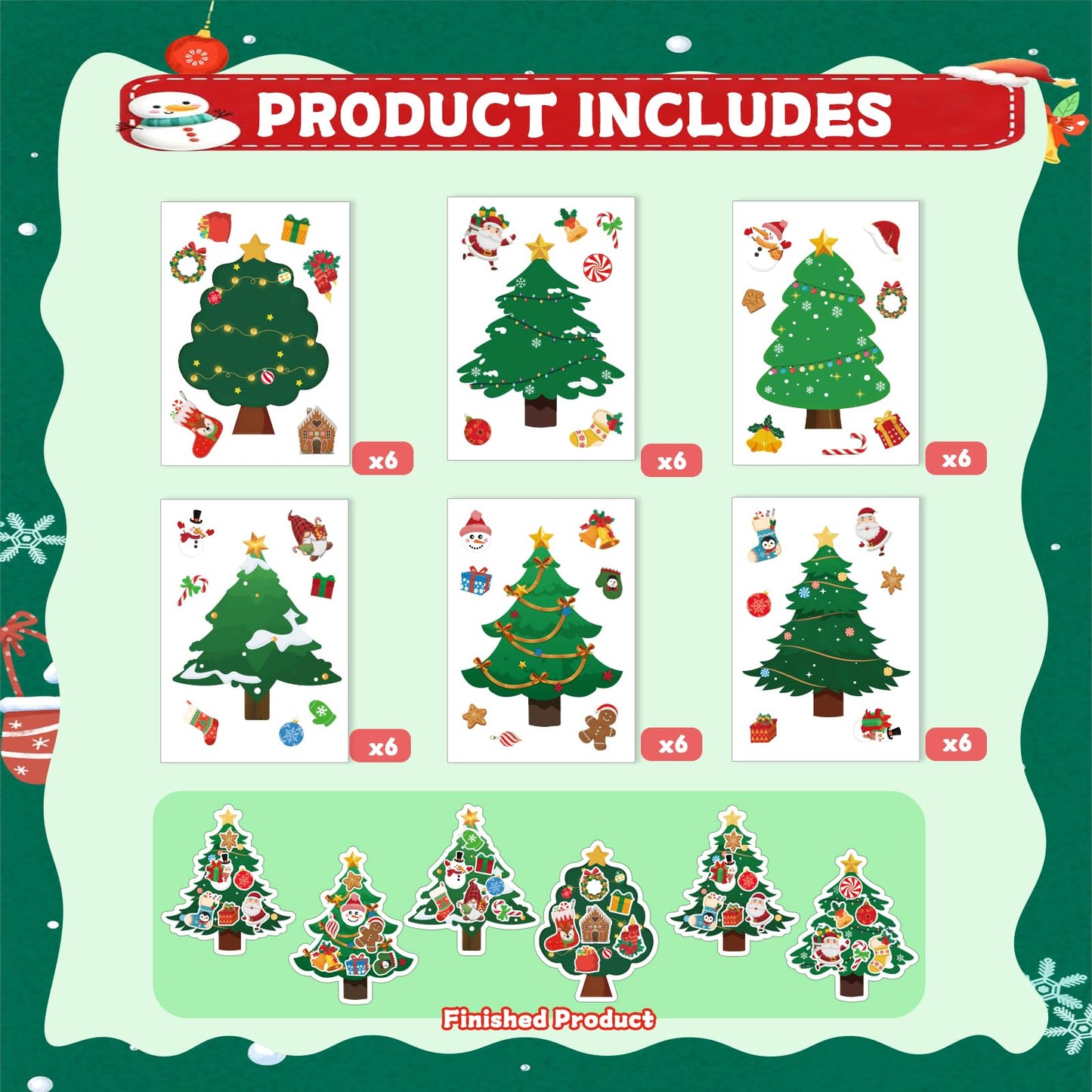 SYUCVQI Large Size Christmas Crafts Kit DIY Christmas Tree Ornament with Glue Dots and Twine Kits Xmas Hanging Ornaments for Holiday Decorations