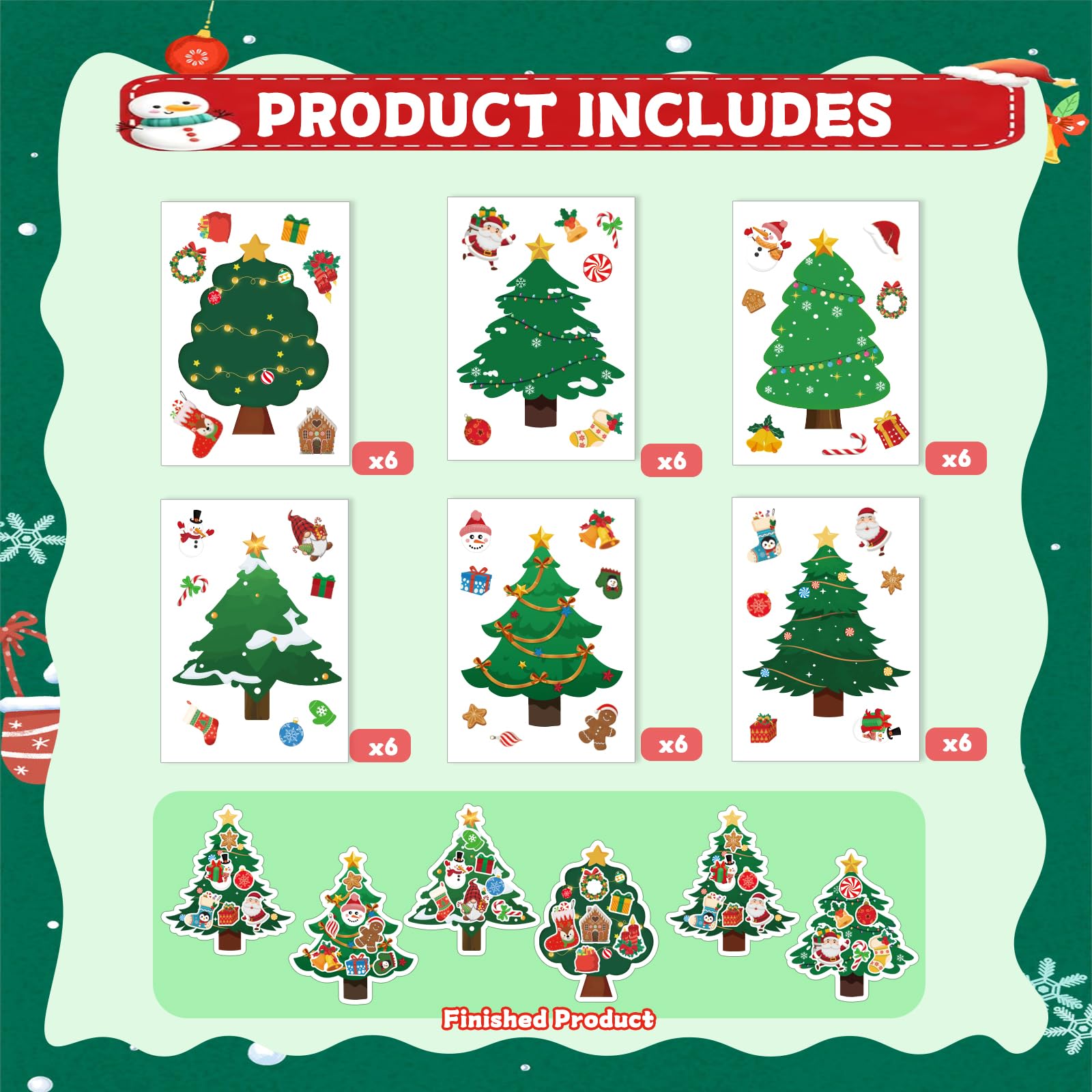 SYUCVQI Large Size Christmas Crafts Kit DIY Christmas Tree Ornament with Glue Dots and Twine Kits Xmas Hanging Ornaments for Holiday Decorations