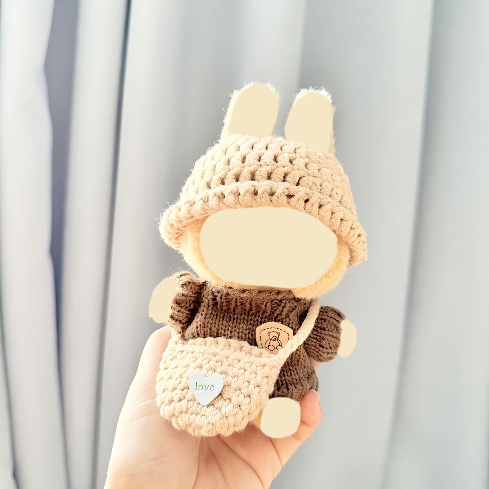 Handcrafted Clothes for Labub Doll Premium Dolls Outfit 3 Pieces Stylish Doll Accessories Compatible with 5.91/6.7inch (15/17cm) Dolls Hat Sweater