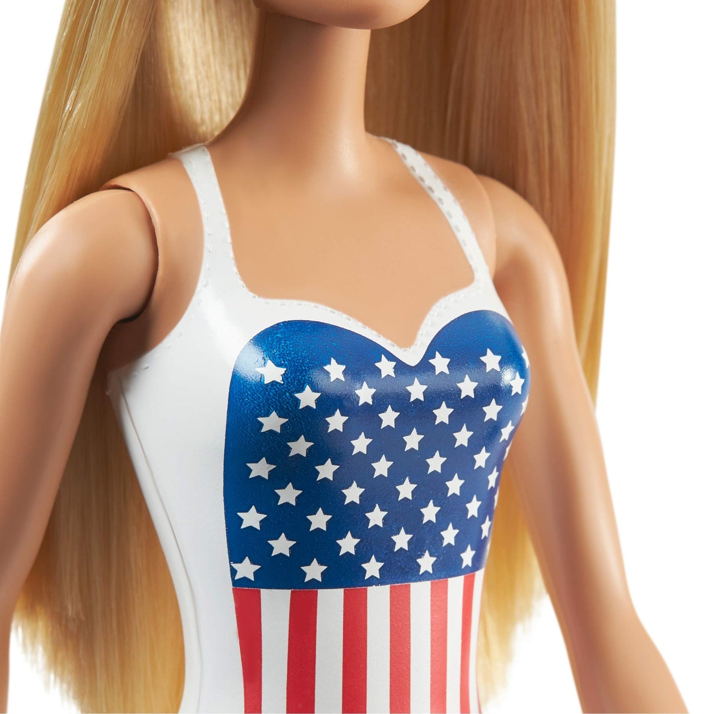 Barbie GPB17 Beach Blonde Doll One-Piece Swimsuit with American Flag Inspired Design for Children Toy