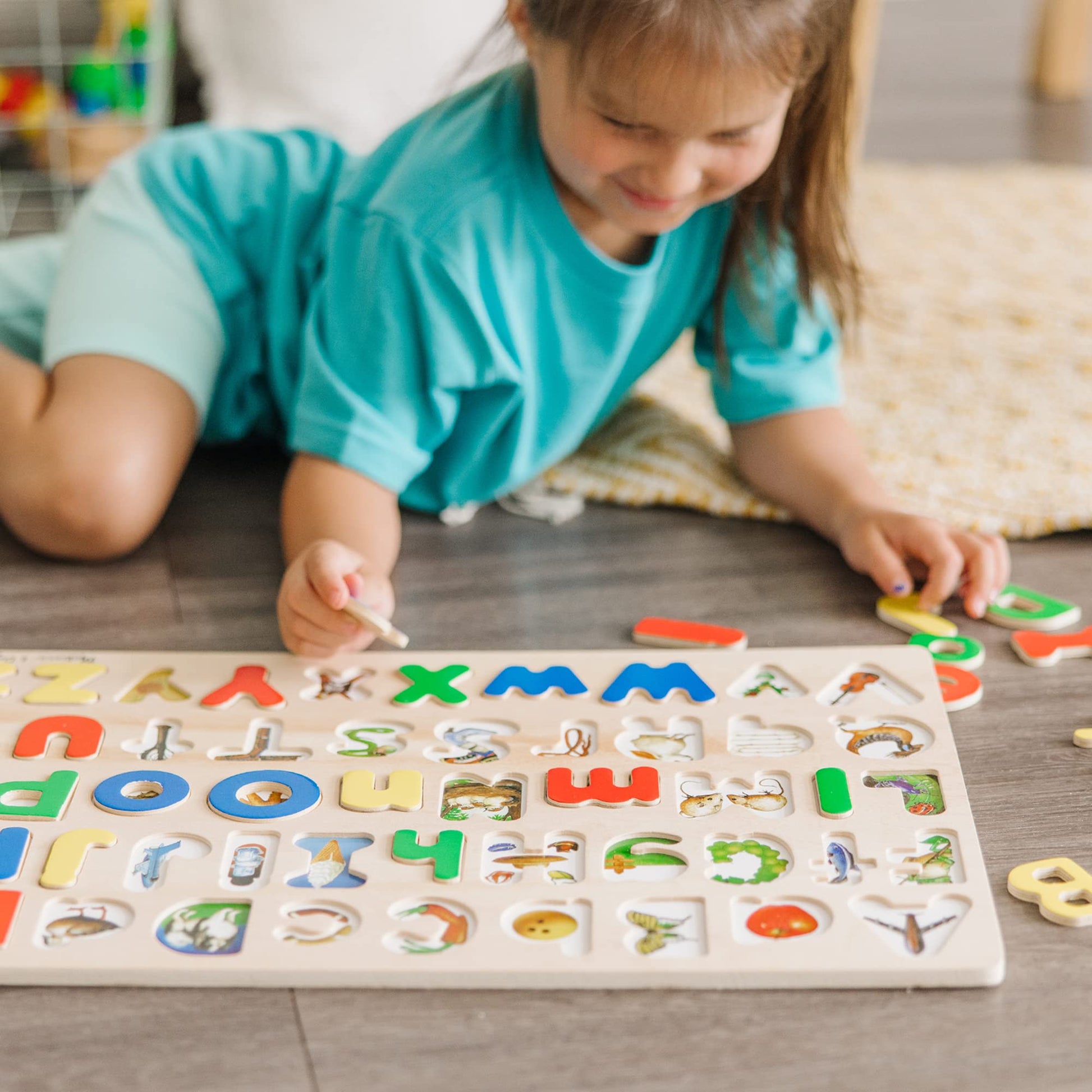 Melissa & Doug Upper & Lower Case Alphabet Letters Wooden Puzzle - 52 Pieces