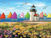 White Mountain 500 Piece Jigsaw Puzzle Summer Beach Sailboat, Rainbow Fleet