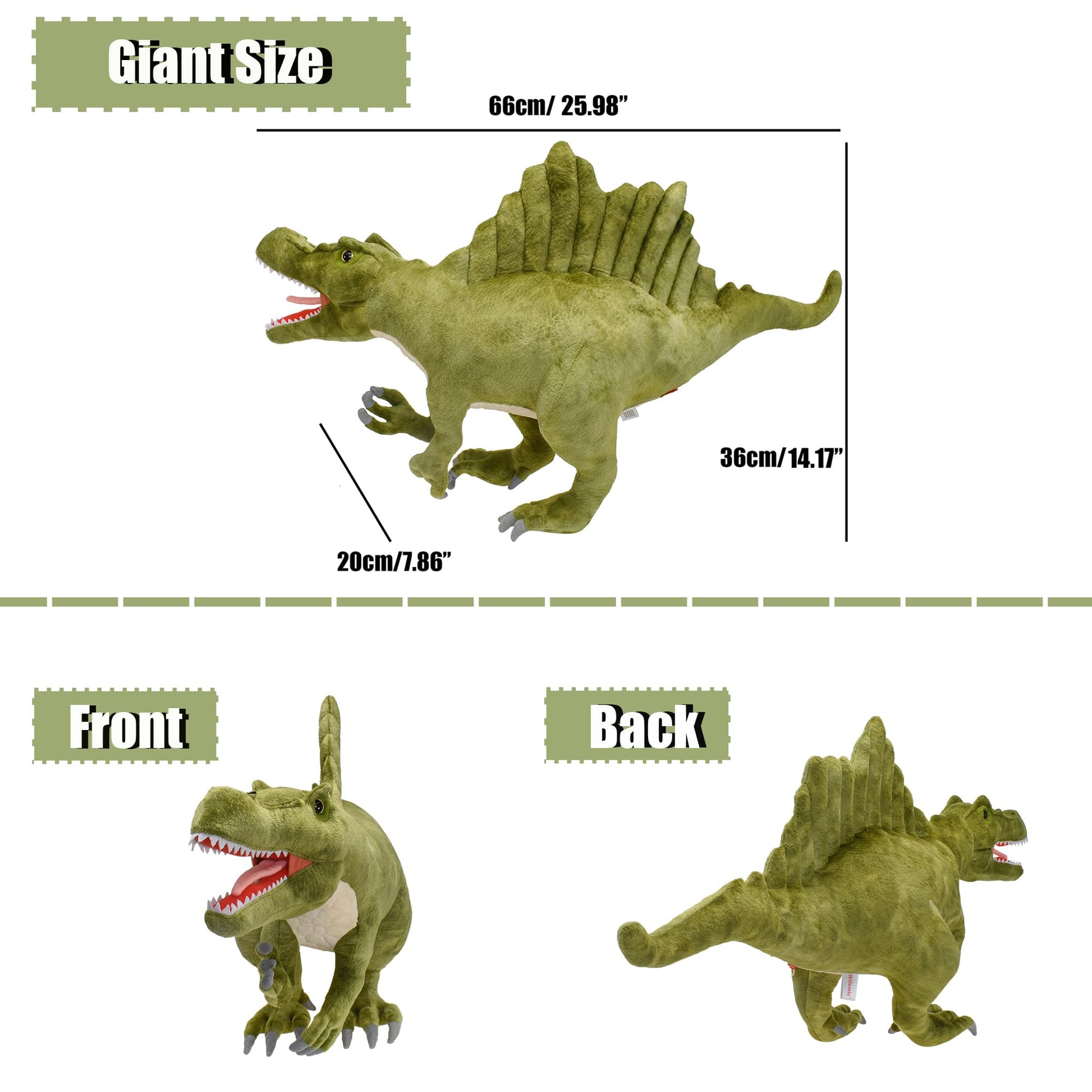 Wilomis Dinosaur Stuffed Animals, 26" Large Spinosaurus Dinosaur Plush Toy, Soft Lifelike Spinosaurus Stuffed Dinosaurs for Boys