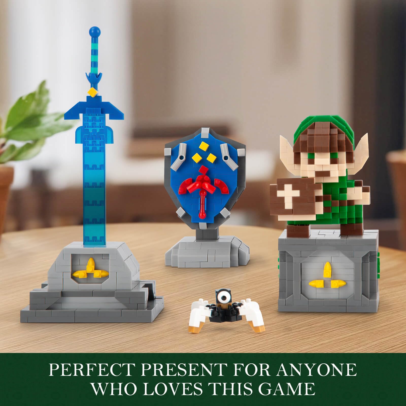 Finger Rock Link Building Set, Game Action Figure Building Kit, 4 in 1 BOTW Holding Master Sword and Hylian Shield Guardian Toys Gifts for Adults