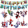 For Spide Happy Birthday Banner, Party Decoration With 8 Vortex Decorative Pendants