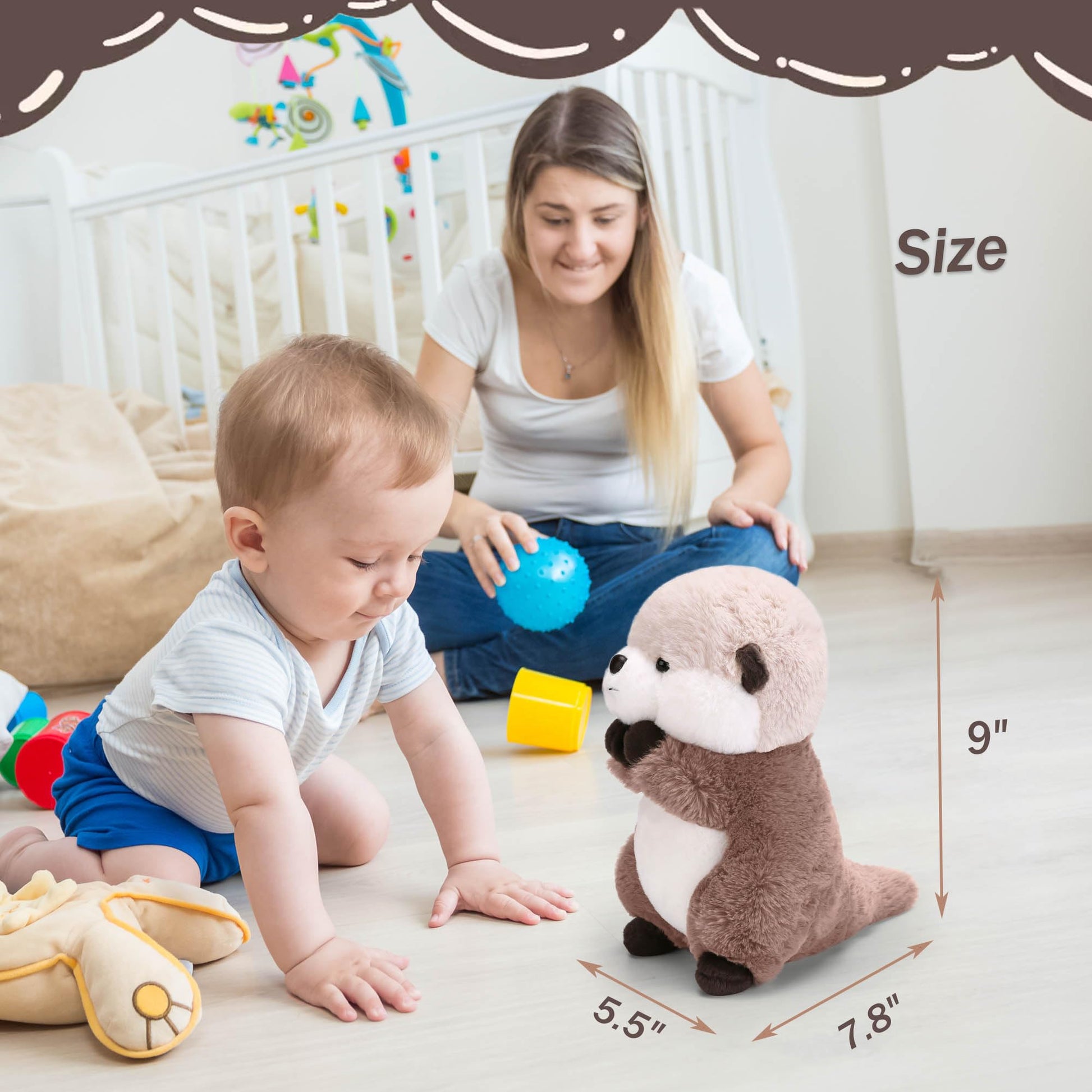 Riuhot Cute Otter Plush Soft Plushie Toy Stuffed Animal Birthday Gift for Kids Children Girls Boys 9.8 Inch Sea Otter Stuffed Animals