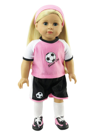 American Fashion World Pink Soccer Outfit for 18-inch Dolls| Premium Quality & Trendy Design