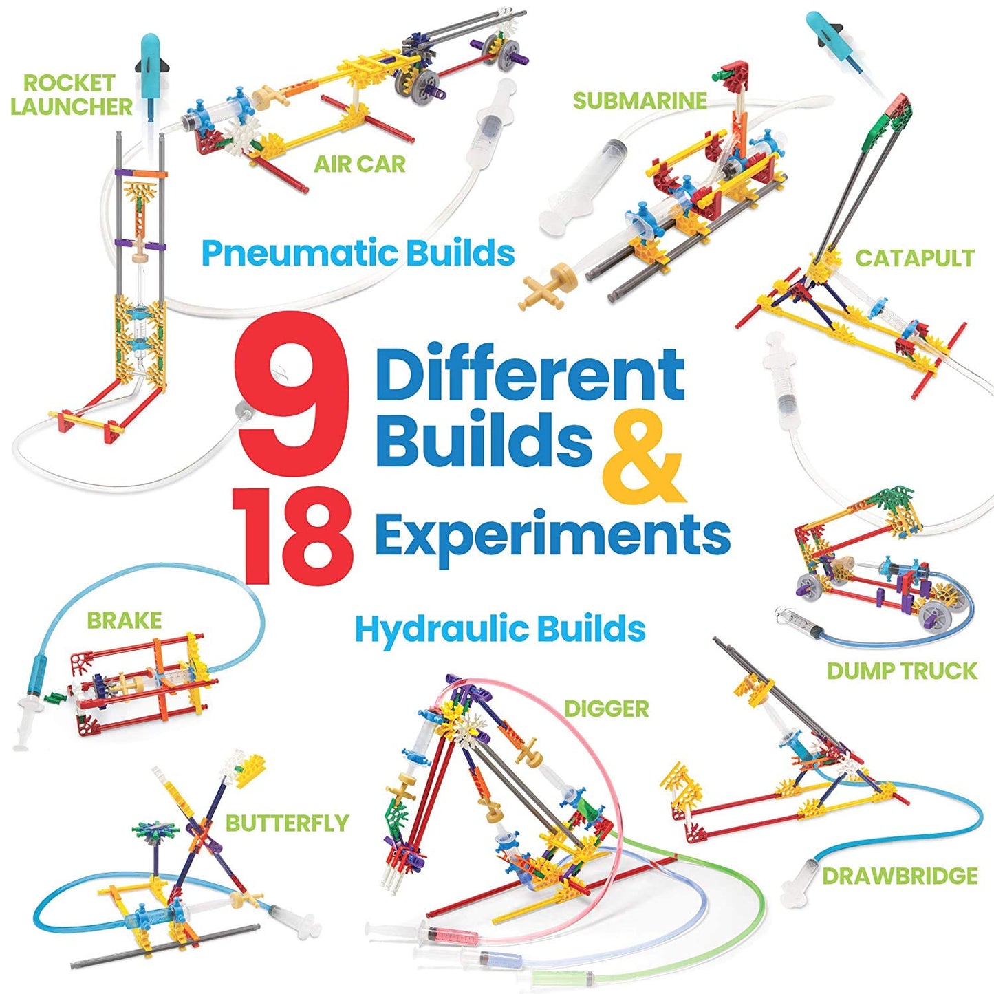 hand2mind Moving Creations with K'NEX, Book and Building Kit for Kids Ages 8-12, 9 Models & 18 Science Experiments, Explore The Science of Air