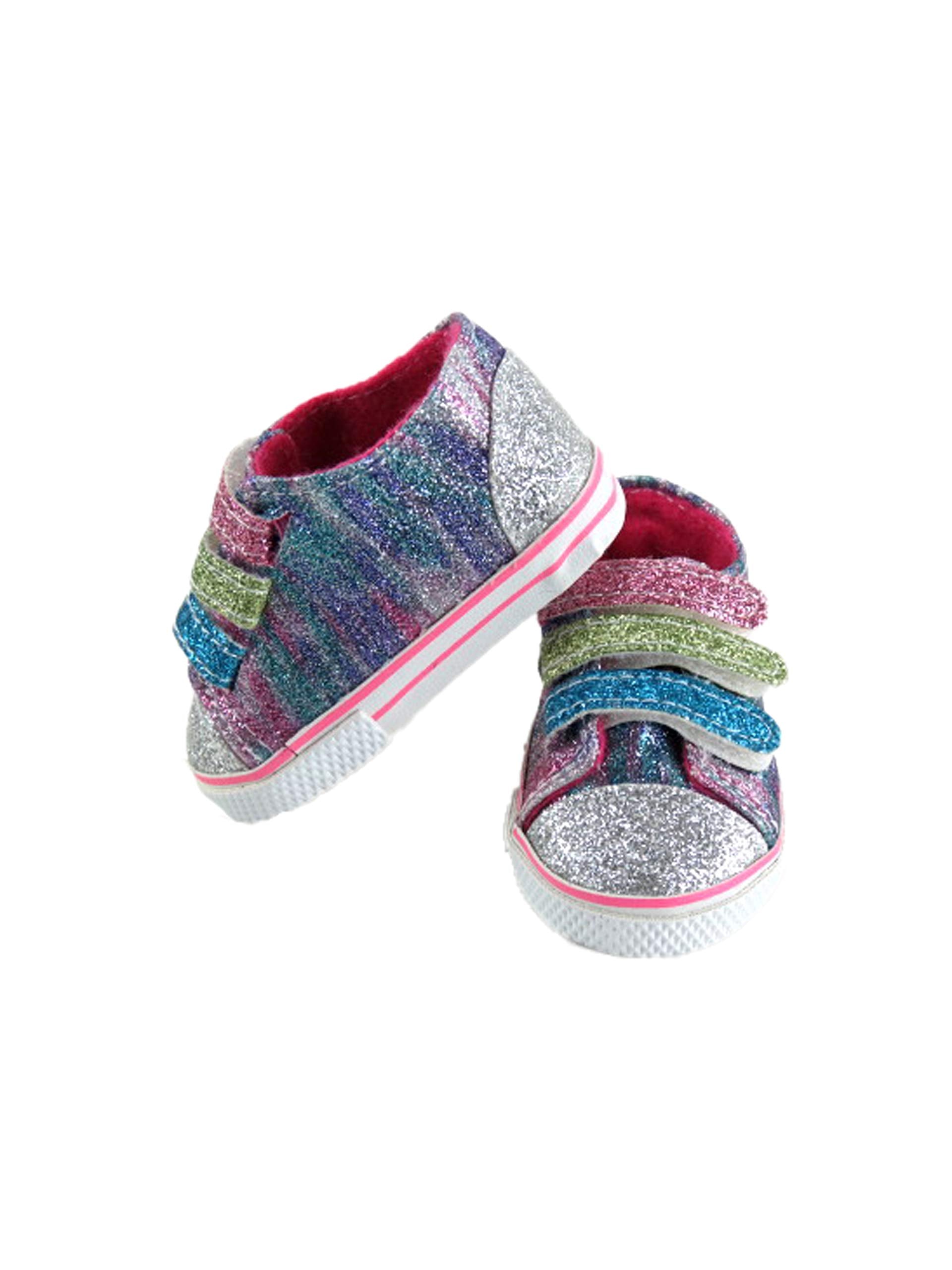 American Fashion World Rainbow Glitter Sneakers for 18-Inch Dolls | Premium Quality & Trendy Design | Dolls Shoes | Shoe Fashion for Dolls for Popular