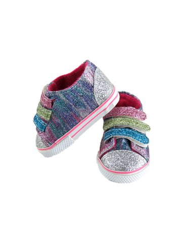 American Fashion World Rainbow Glitter Sneakers for 18-Inch Dolls | Premium Quality & Trendy Design | Dolls Shoes | Shoe Fashion for Dolls for Popular