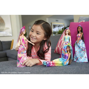 Barbie Dreamtopia Royal Fashion Doll & Accessory, Blonde with Purple Hairstreak Wearing Removable Pink Skirt & Headband