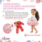 Emily Rose 14 Inch Fashion Doll Clothes - 6-PC Red/White Clothing Bundle. Including Tutu Set & PJ Pajamas Gift Set with Teddy Bear - USA Business