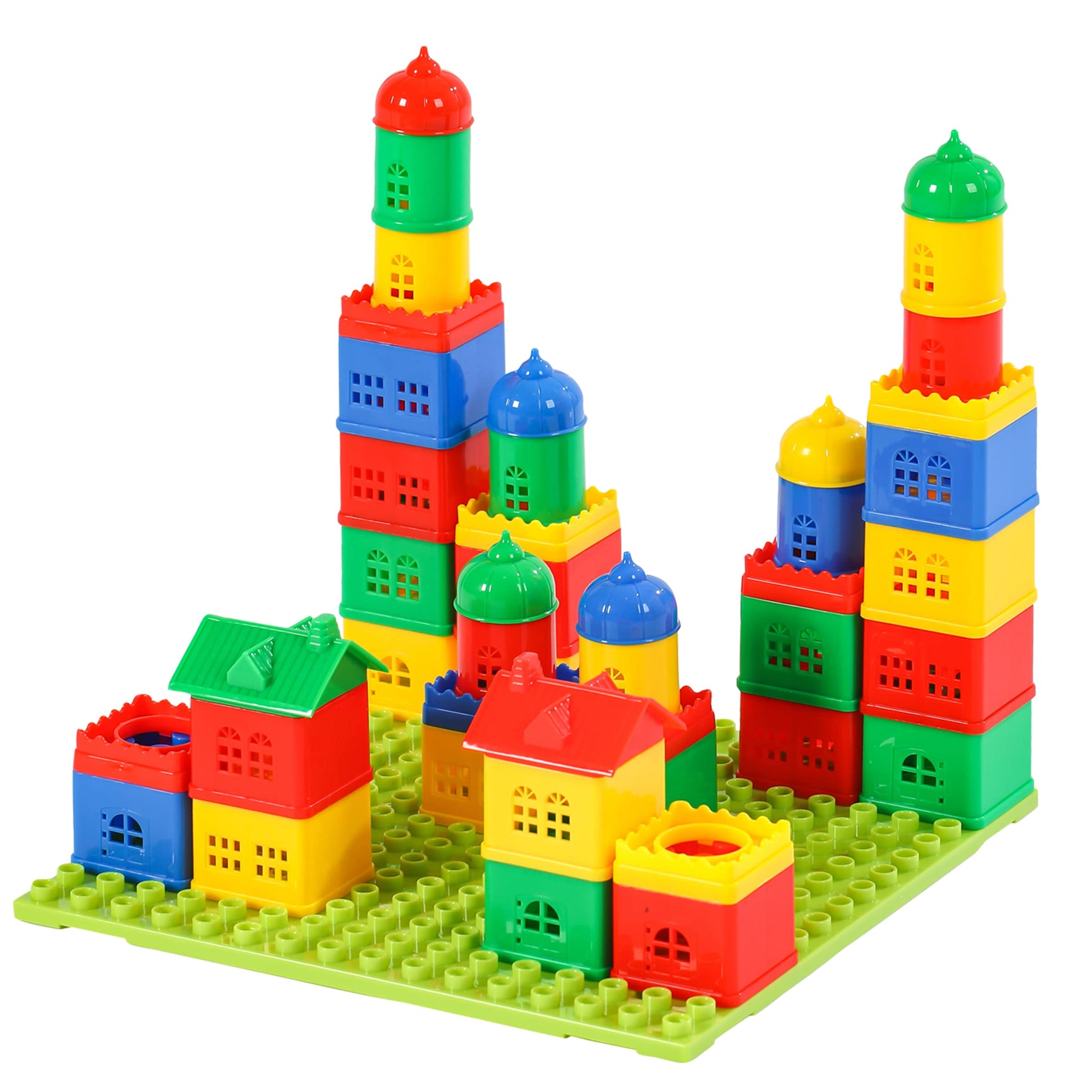 KUTOI Toddler Building Blocks for Kids Ages 4-8, Toddler Blocks Stacking Toys, Fun House Big Blocks Building Sets with 10” x 10” Baseplate