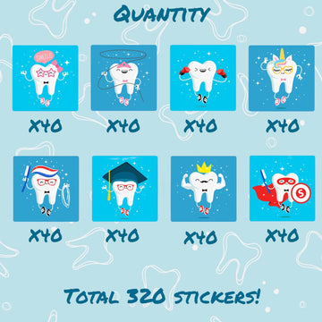 320PCS Dental Stickers for Kids, Lost Tooth & Brush Teeth Rewards