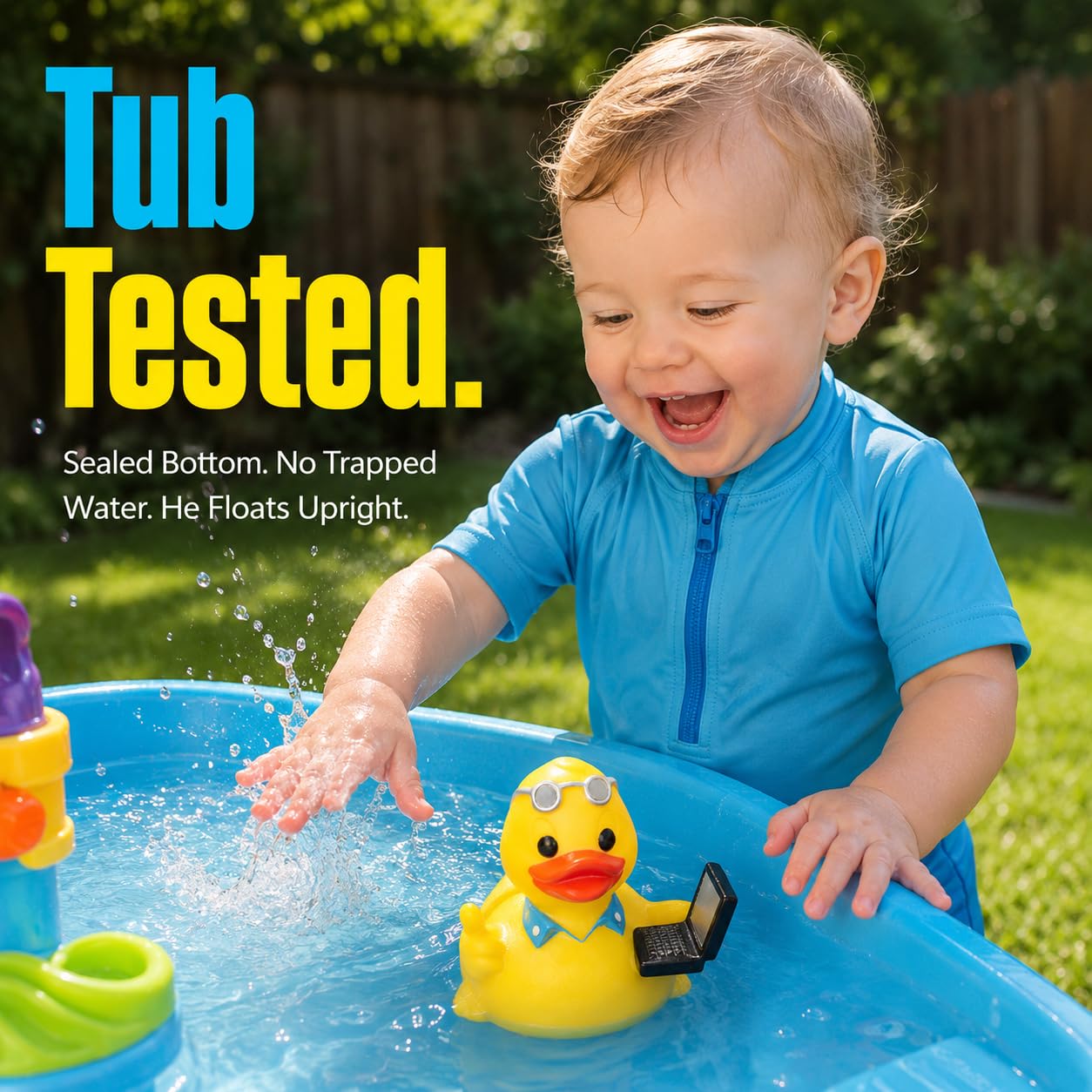 3" Rubber Duck [Sealed Hole, Floats Upright] - Baby Safe Bathtub Bathing Toy - Office Rubber Duck
