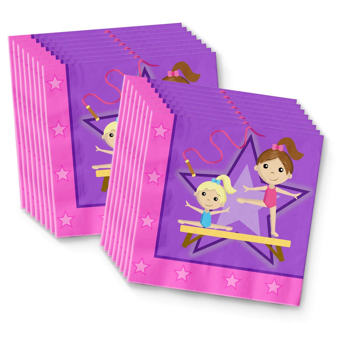 Gymnastics Star Birthday Party Supplies Set Plates Napkins Cups Tableware Kit for 16