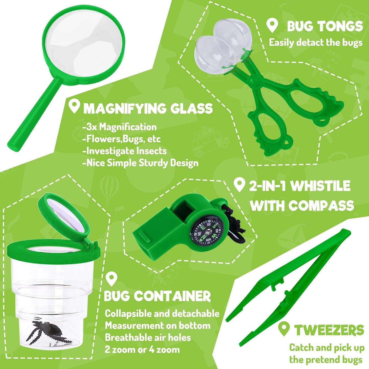 Kids Explorer Kit - Bug Catcher with Binoculars & Safari Costume Vest