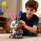 Mechanical Rabbit Building Set - Punk Style Animal Collection Toy Robot Bunny Sets with LED Light Neon Style Collectible Building Toy Ideal Birthsay