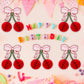 XEQWZVFR 10PCS Cherry Bow Honeycomb Decor 3D Cherry Bow Honeycomb Birthday Party Decorations Cherry Centerpiece Table Decorations Cherry-Bow Table