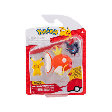 Pokémon PKW4090 Battle Figure Set - Pikachu, Zorua, Karpador, Official Figures Set