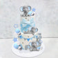 32 PCS Elephant Cake Decoration with Mini Elephant Blue White Pearl Balls for Elephant Theme Birthday Supplies (BLUE)