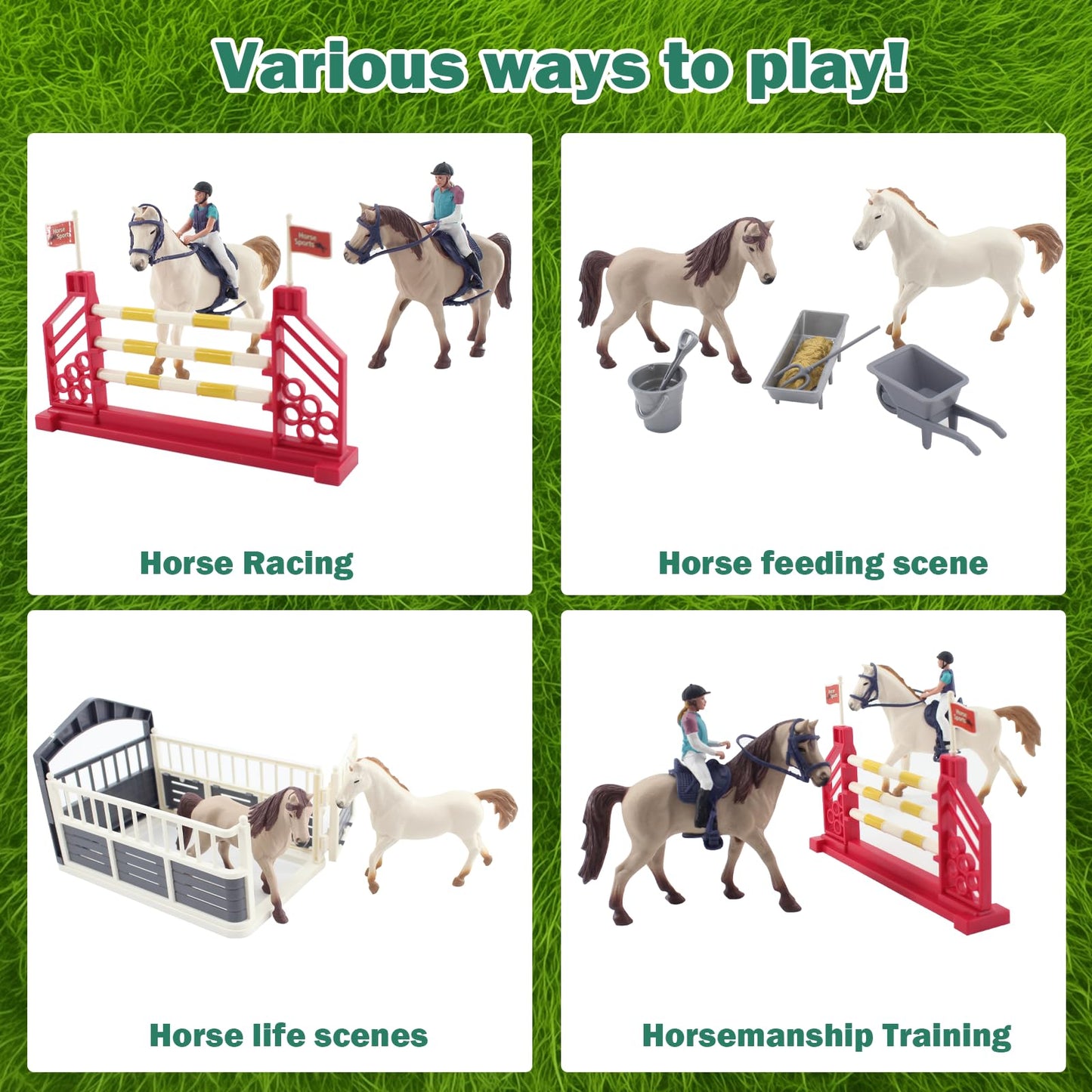 WUEURU Horse Stable Playset,Horse Toys,Horse Toys Set for Girls and Boys with Rider with 2 Horses and 2 Riders for Gift Ideas and Birthday Presents