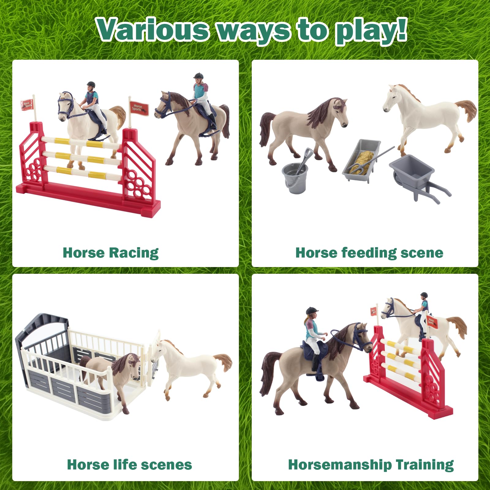 WUEURU Horse Stable Playset,Horse Toys,Horse Toys Set for Girls and Boys with Rider with 2 Horses and 2 Riders for Gift Ideas and Birthday Presents