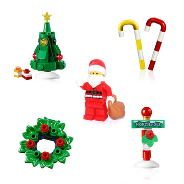 LEGO Holiday Combo Pack - Christmas Tree with Presents, Holiday Wreath, 2 Candy Canes, and Santa Claus with North Pole Stand