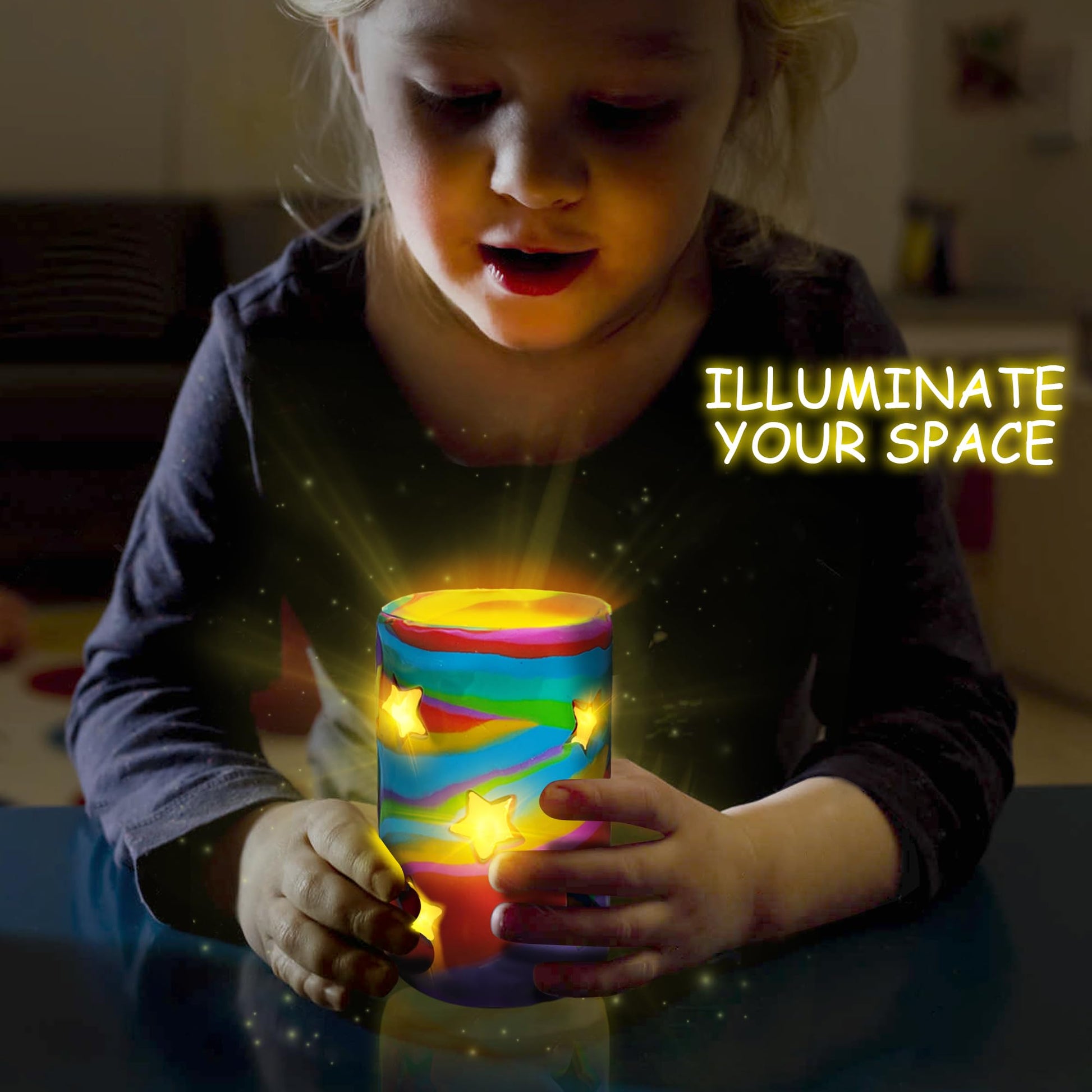 MHMYDIS Make Your Own Clay Luminaries - Arts and Crafts kit for Boys Girls and Teens Age 6 7 8 9 10 11 12 Year Old and up - Creative Clay Lantern Toys
