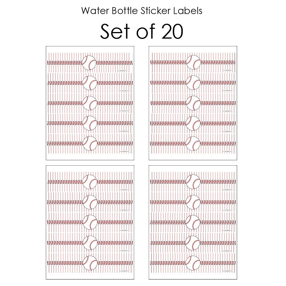 Big Dot of Happiness Batter Up - Baseball - Baby Shower, Birthday Party Water Bottle Sticker Labels - Set of 20