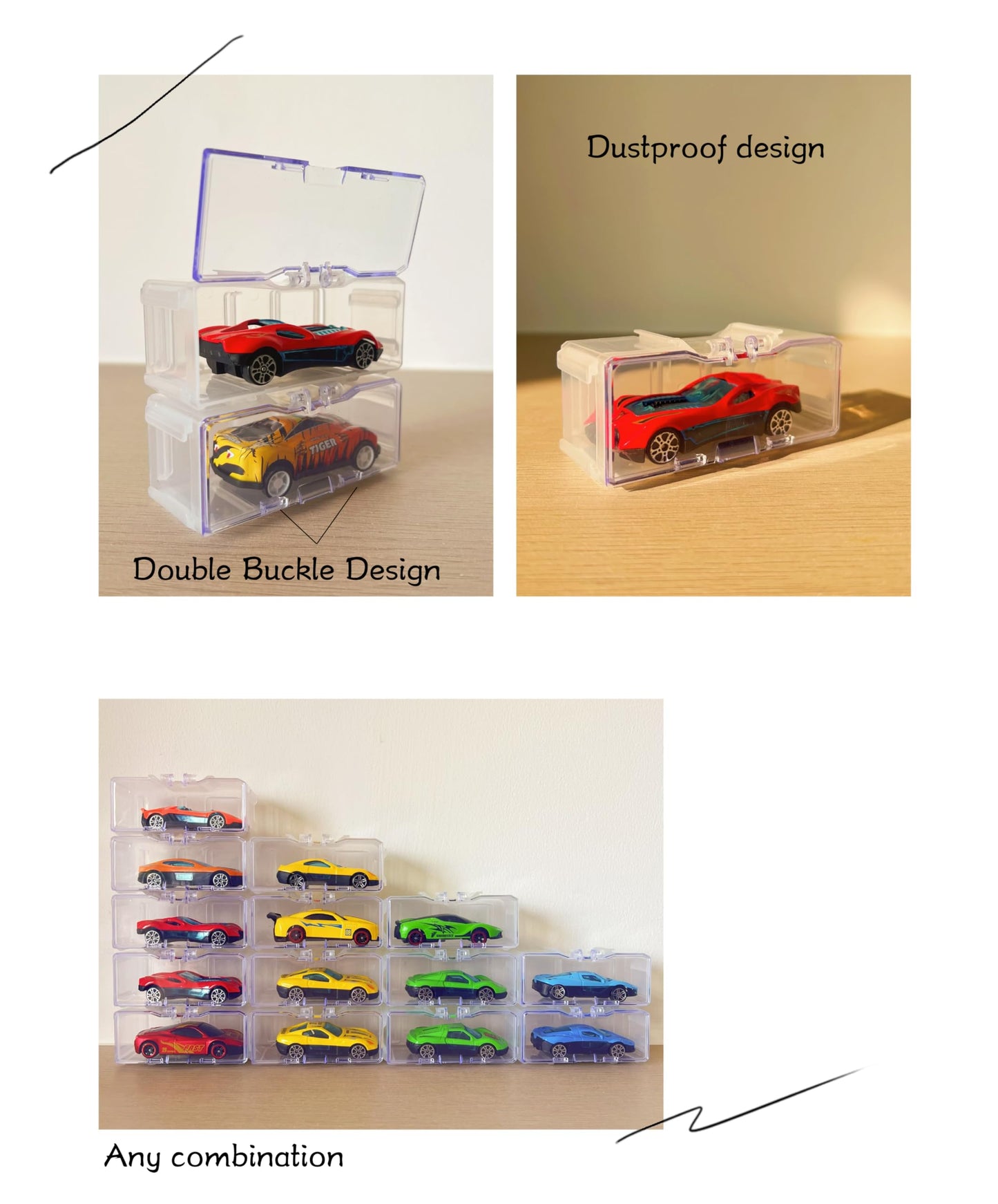 40 Pcs 1/64 Scale Toy Car Display Case for Hot Wheels, Matchbox, Model & Mini Cars - Clear Acrylic Storage Organizer with Snap-On Dust Cover for