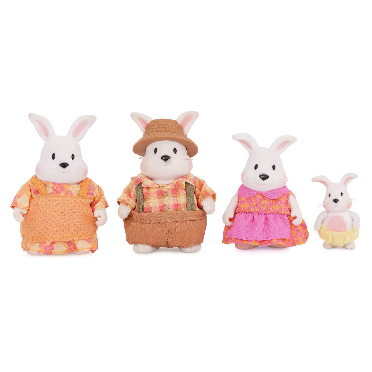 Li'l Woodzeez - Hoppingoods Rabbit Family - Set of 4 Collectible Posable Bunny Figures with Storybook - Pretend Play Doll Figures for Imaginative Play