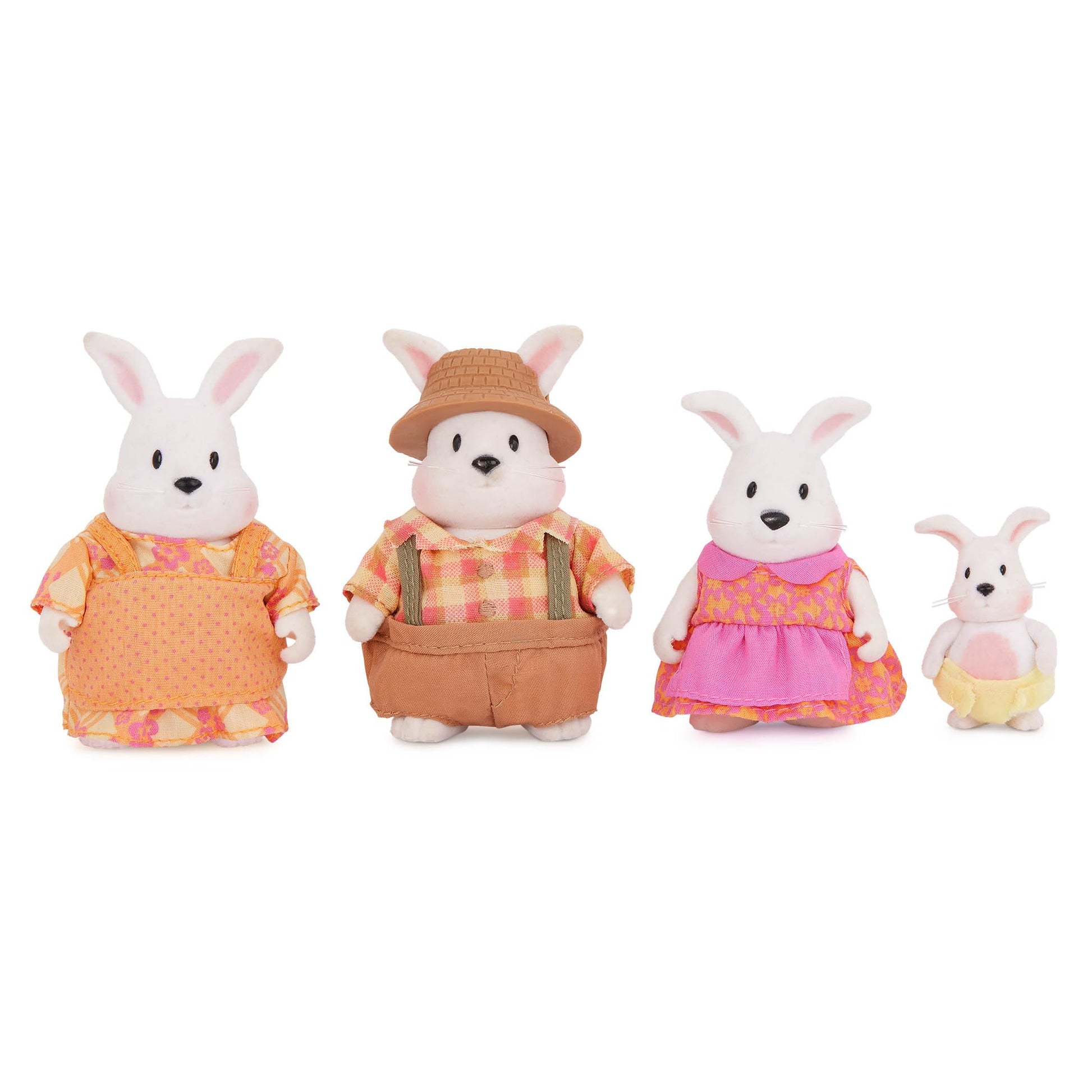 Li'l Woodzeez - Hoppingoods Rabbit Family - Set of 4 Collectible Posable Bunny Figures with Storybook - Pretend Play Doll Figures for Imaginative Play
