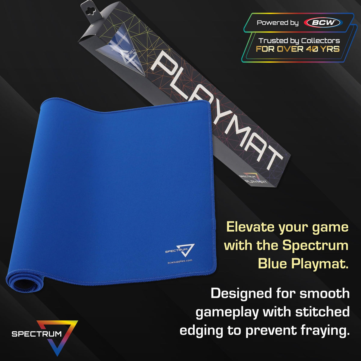 BCW Spectrum Playmat - Blue (24" x 14") | Stitched Edges for Durability | Ideal for TCG, Tabletop Gaming & Magic: The Gathering