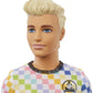 Barbie Fashionistas Ken Doll #174 with Sculpted Blonde Hair Wearing Surf-Inspired Checkered Shirt, Denim Shorts & Deck Shoes