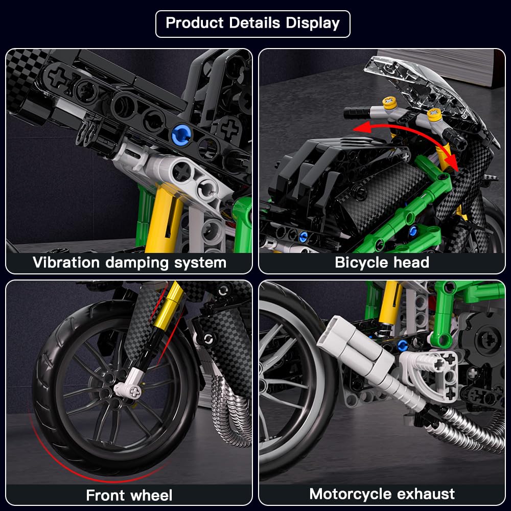 Mould King Motorcycle Building Sets for Adults 14+, 639 PCS Motorbike Model
