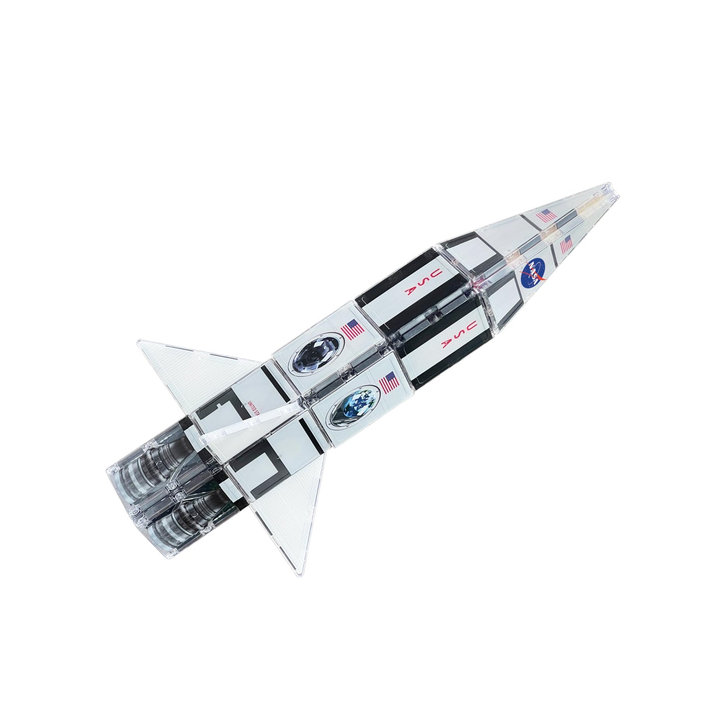 CreateOn NASA Rocketship Magnetic Tile Set, Building Set for Kids, Magnetic Building Toys for Kids, STEM Toys for Boys and Girls Ages 3 and Up